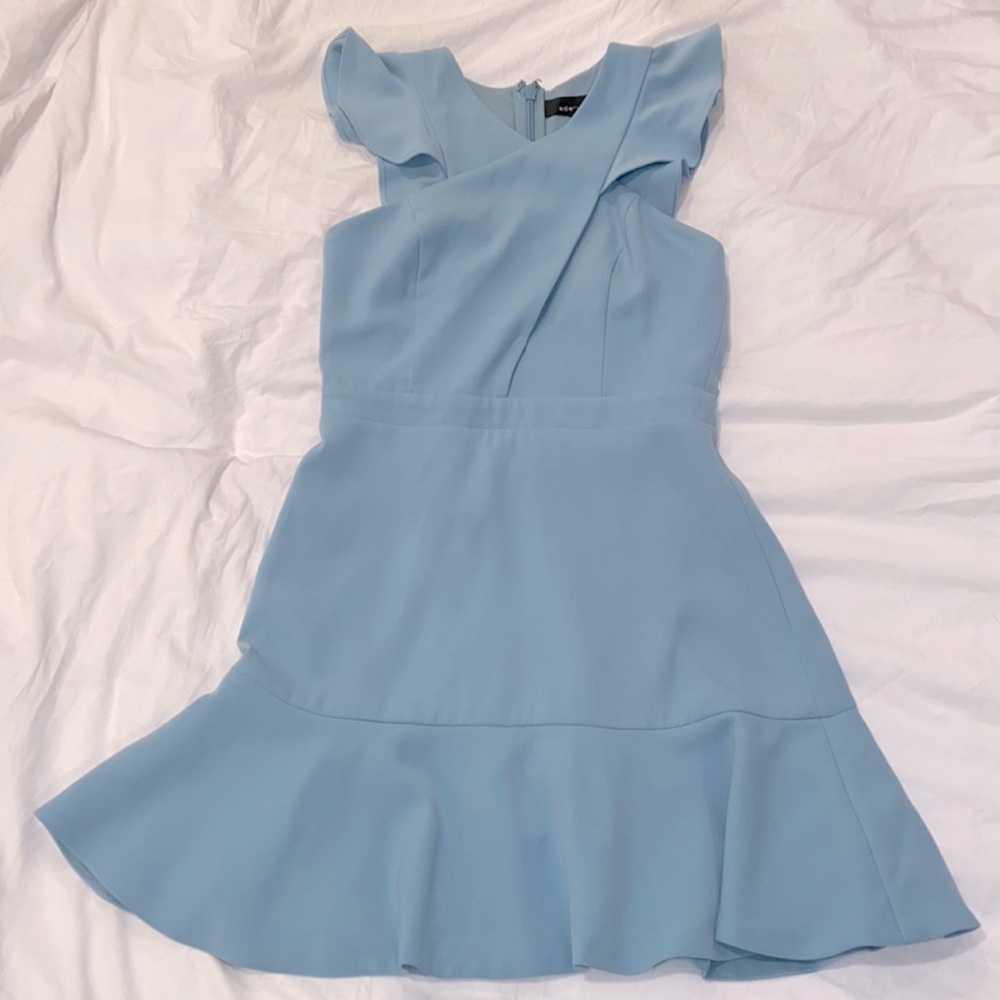 Adelyn Rae Slate Blue Ruffle Mini Dress - Picture 2 of 11